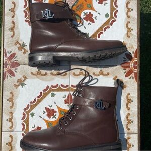 Chocolate Chestnut Brown Leather Equestrian Lace Up Boots 8